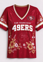Women's San Francisco 49ers Floral V-Neck T-Shirt