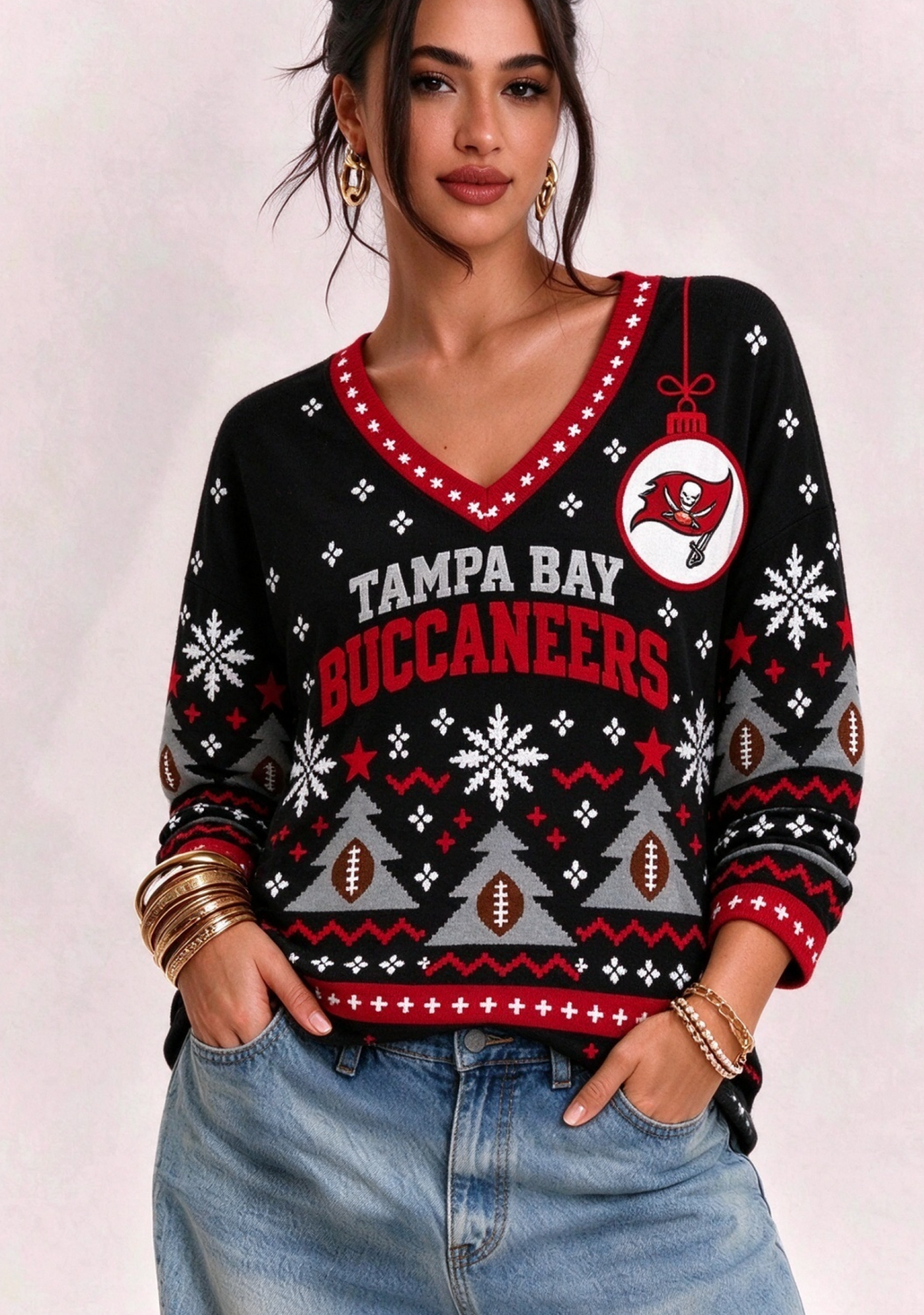Women’s Tampa Bay Buccaneers Ugly NFL Christmas Sweatshirt