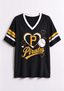 Women Pittsburgh Pirates Heart Baseball Graphic V-Neck T-Shirt