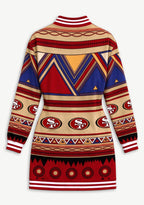 Women's San Francisco 49ers Tribal Geometric Pattern Button Down Jacket Dress