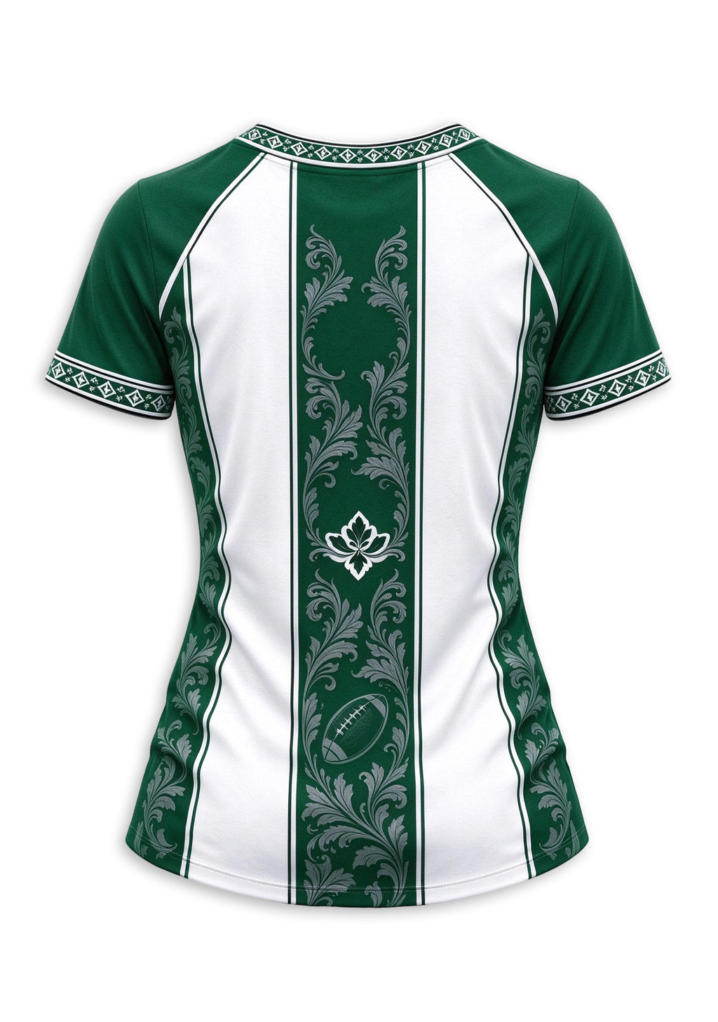 Women's New York Jets Floral Baroque Striped V-Neck T-Shirt