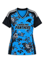 Women's Carolina Panthers Floral V-Neck T Shirt