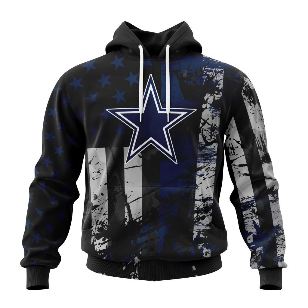 Dallas Cowboys Vintage American Flag Graphic Hoodie NFL Fan Sweatshirt