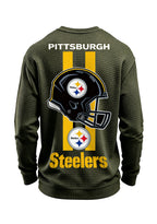 Pittsburgh Steelers Helmet Graphic Waffle Knit Crewneck Sweatshirt