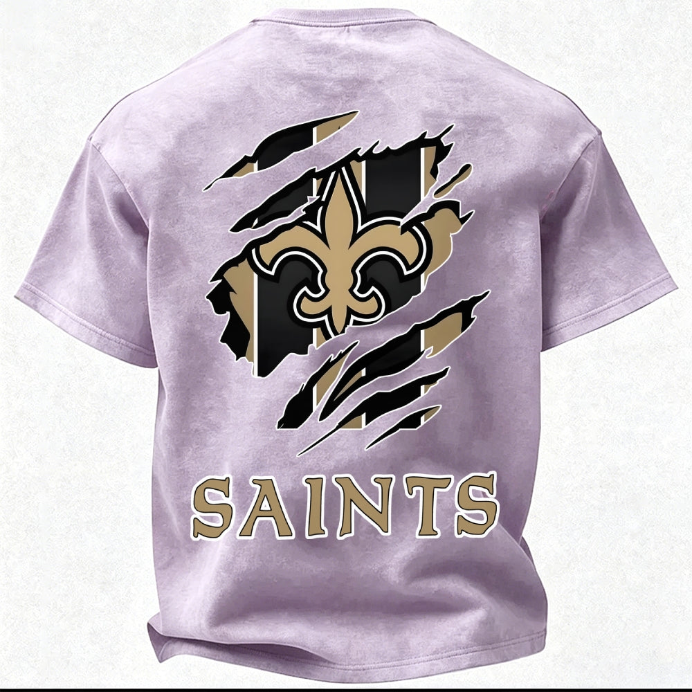 New Orleans Saints Printed Unisex 100% Pure Cotton Washed T-Shirt