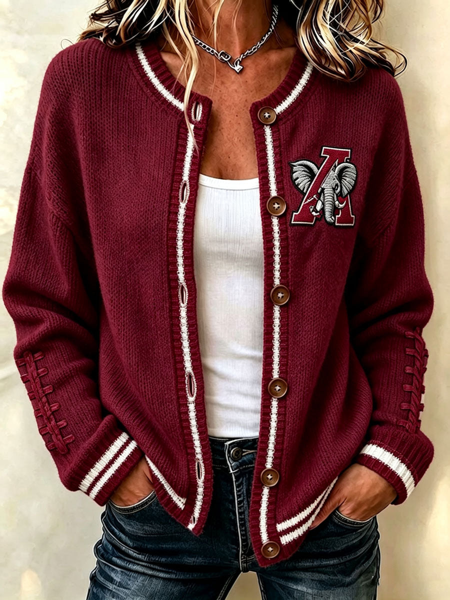 Women's Football Fans Printed Knitted Cardigan Top