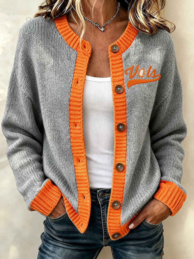 Women'S Casual Football Plant Knitted Cardigan Top