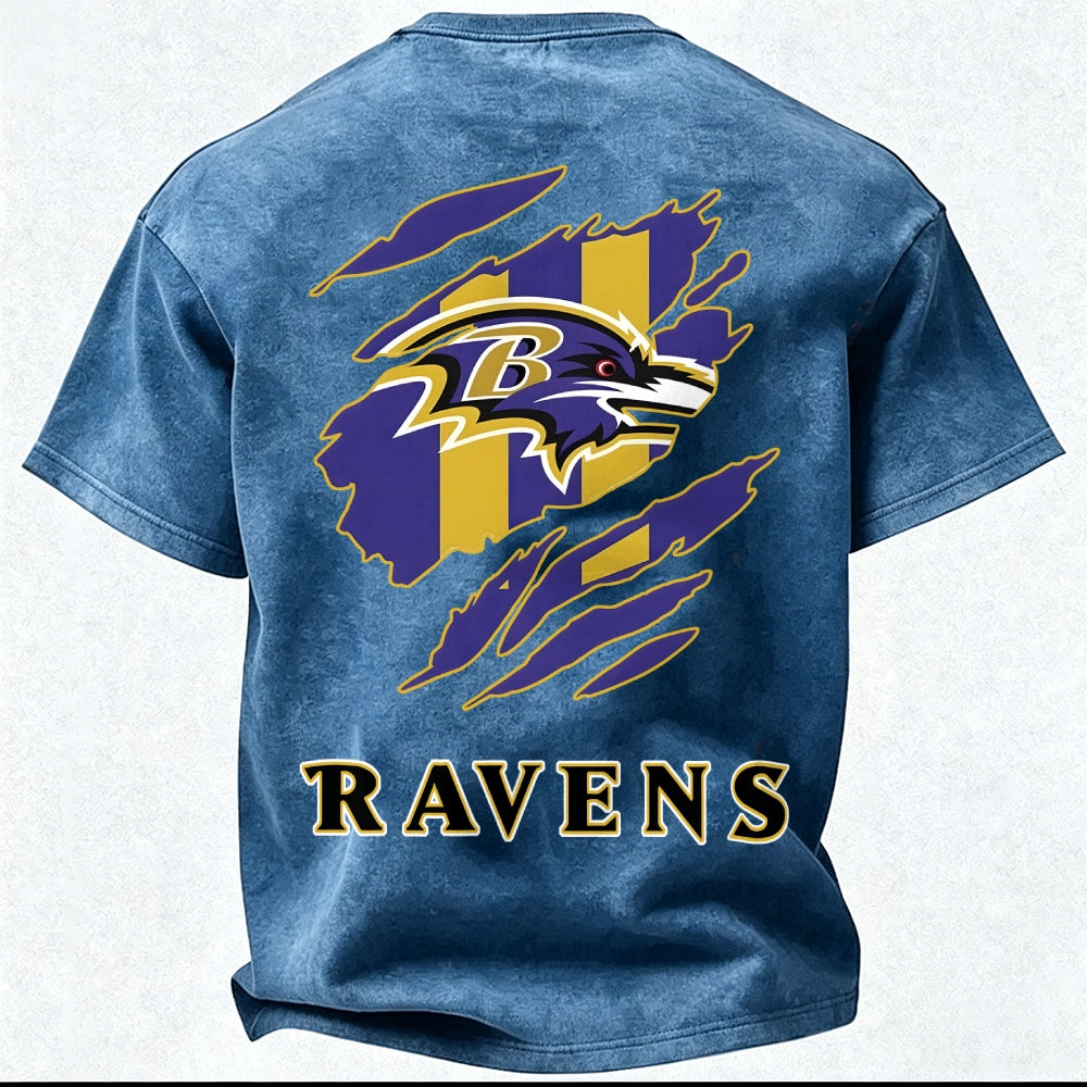 Baltimore Ravens Printed Unisex 100% Pure Cotton Washed T-Shirt