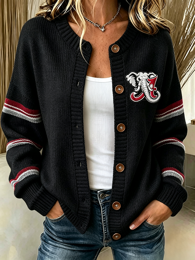 Women'S Casual Football Plant Knitted Cardigan Top