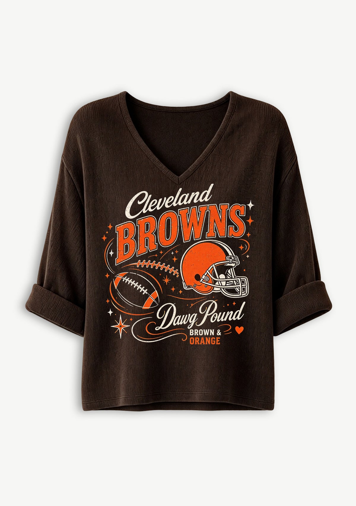 Women Cleveland Browns Dawg Pound Graphic Long Sleeve Game Day Shirt