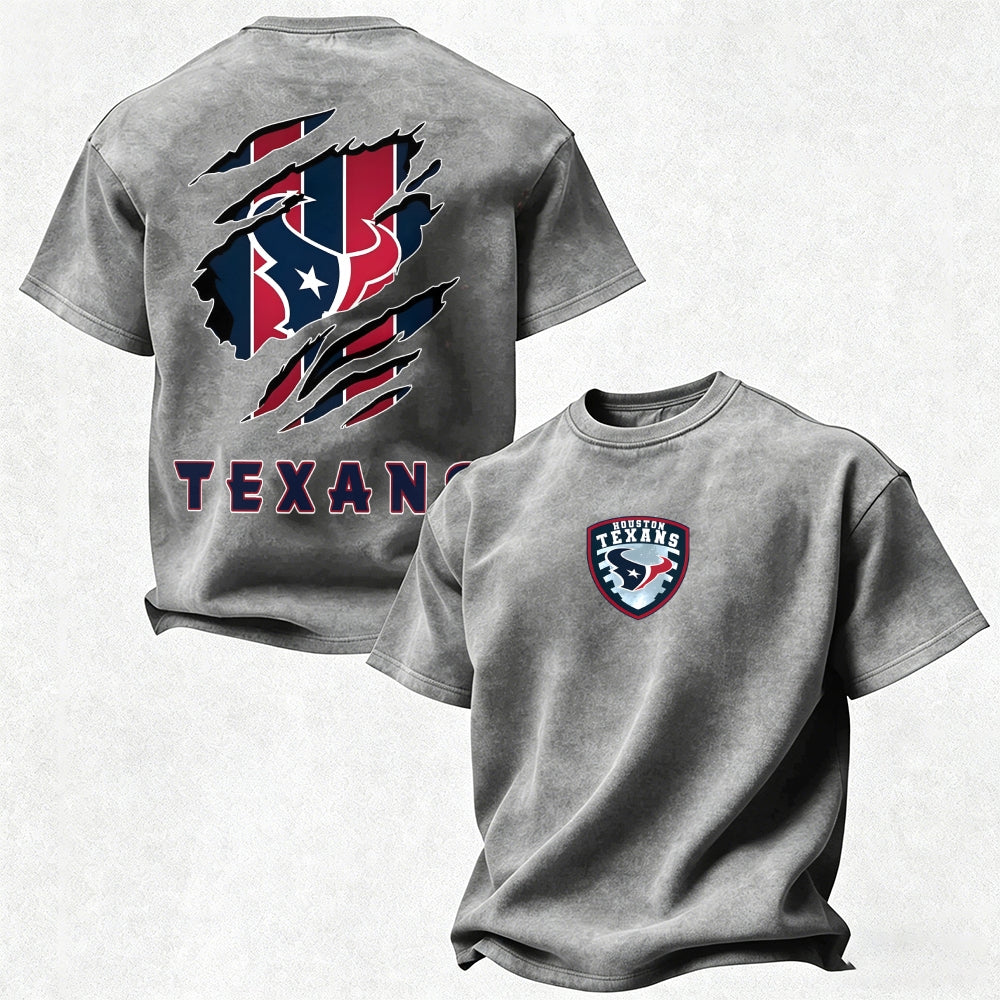 Houston Texans Printed Unisex 100% Pure Cotton Washed T-Shirt
