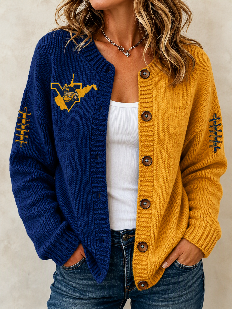 Women's Football Fans Printed Knitted Cardigan Top Main image