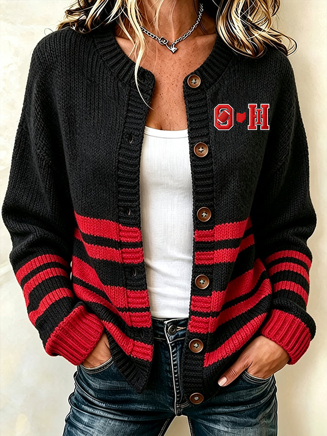 Women'S Casual Football Plant Knitted Cardigan Top Secondary image