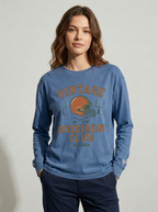 Women's Football Fan Vintage Gridiron Club Helmet Printed Long Sleeve T-Shirt
