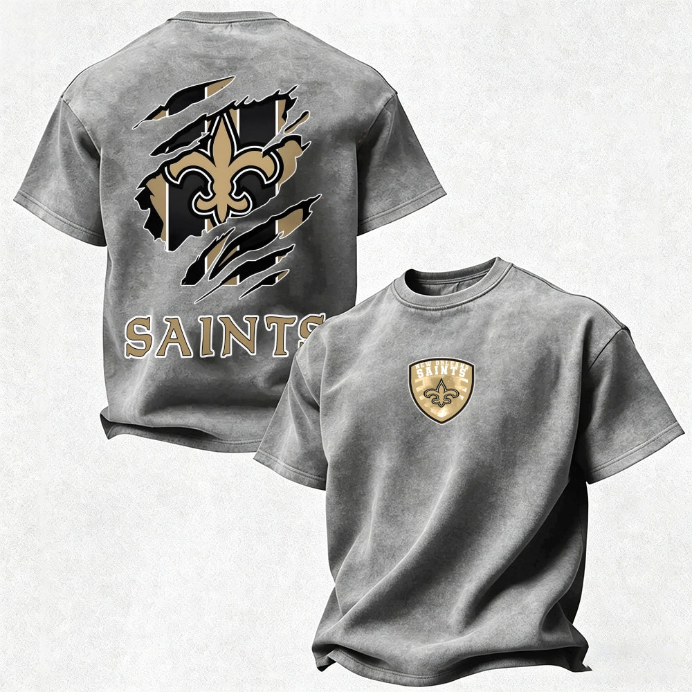 New Orleans Saints Printed Unisex 100% Pure Cotton Washed T-Shirt