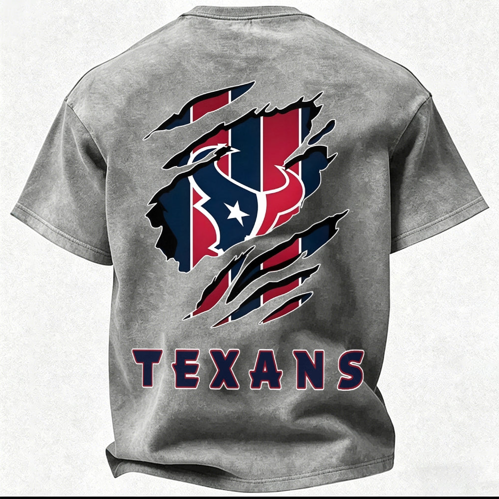 Houston Texans Printed Unisex 100% Pure Cotton Washed T-Shirt