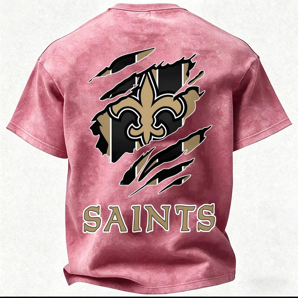 New Orleans Saints Printed Unisex 100% Pure Cotton Washed T-Shirt