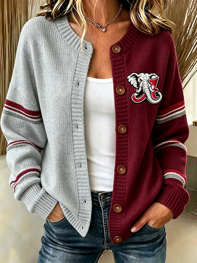 Women'S Casual Football Plant Knitted Cardigan Top