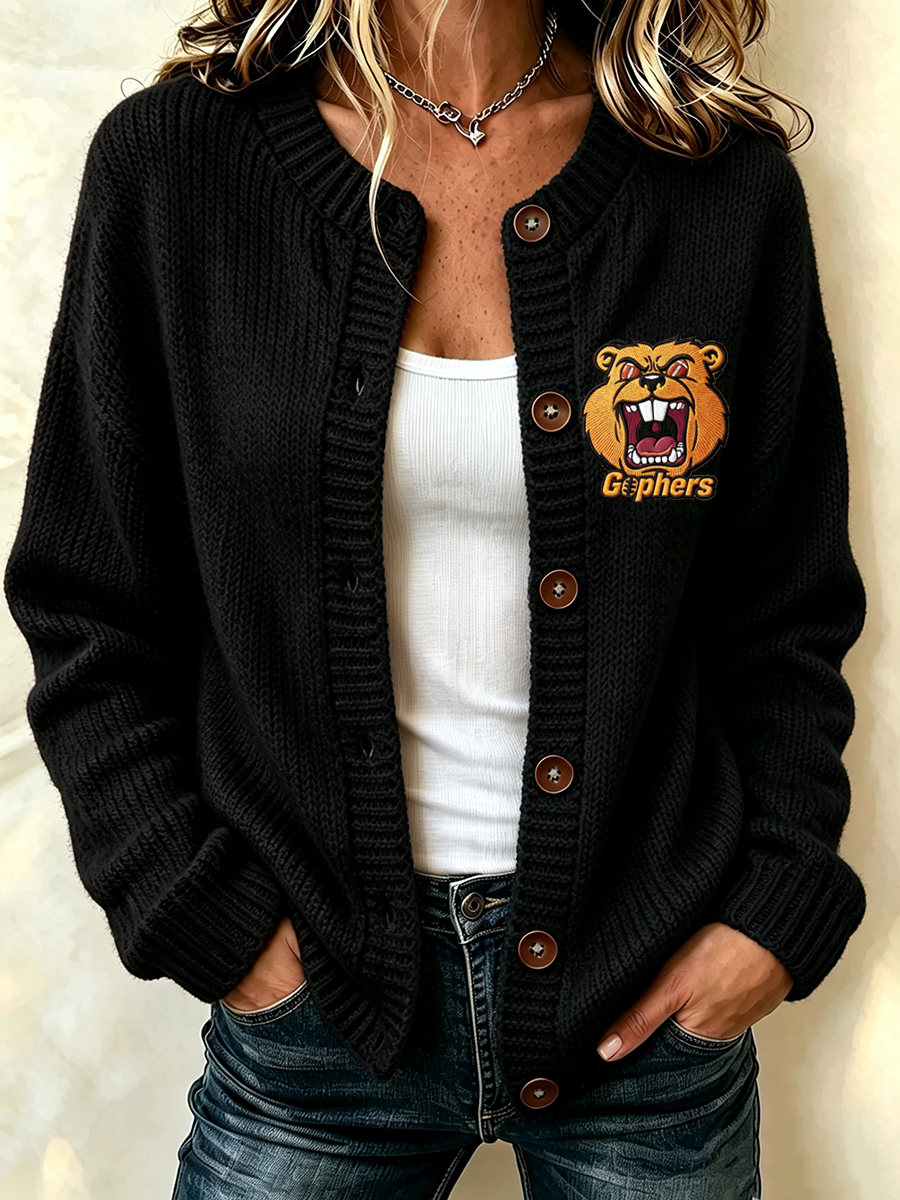 Women'S Casual Football Plant Knitted Cardigan Top Secondary image