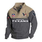 Men's Houston Texans Button Mock Neck Sweatshirt
