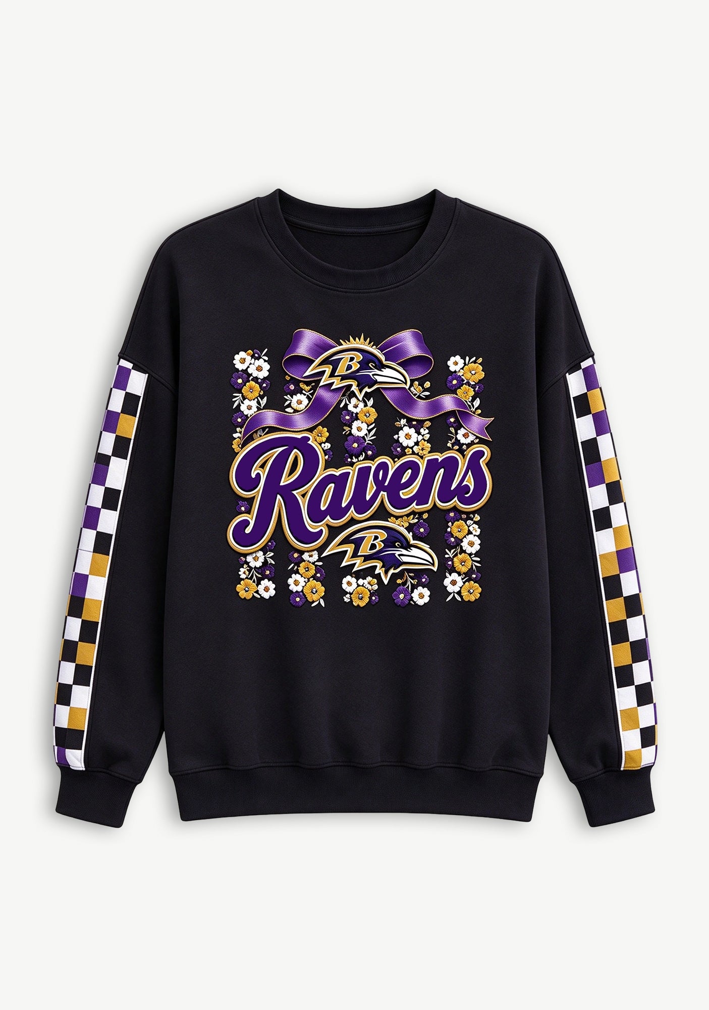 Women's Baltimore Ravens Floral Bow Crewneck Sweatshirt Secondary image