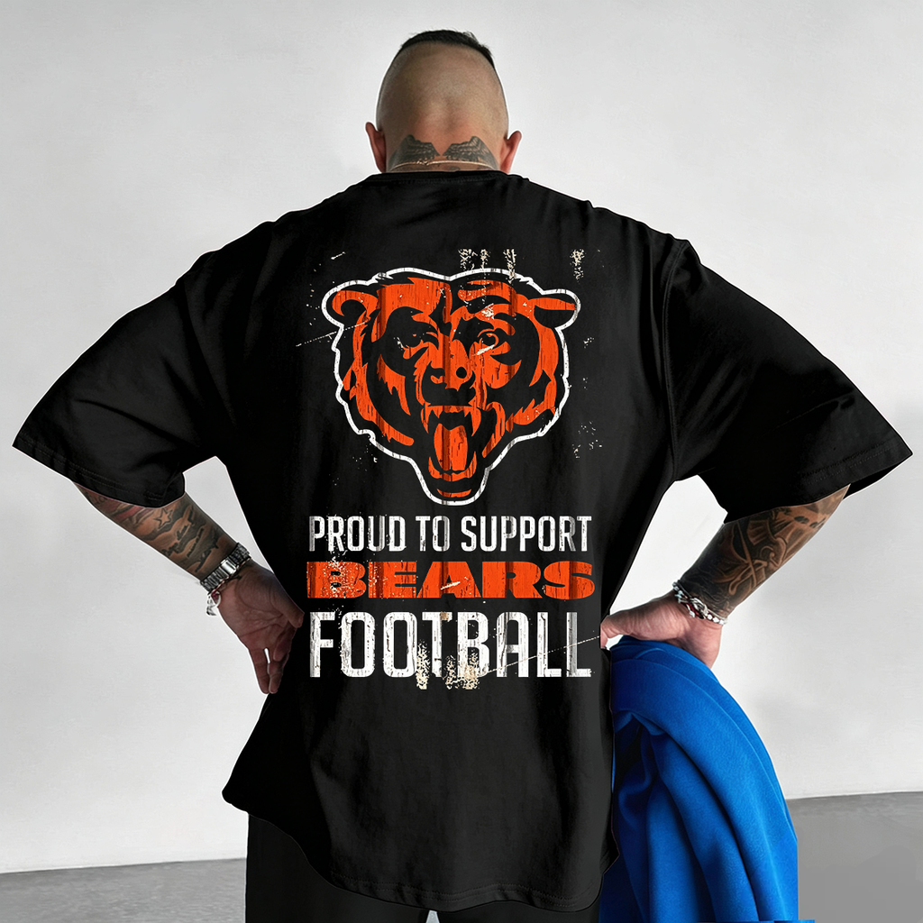 Retro Worn Chicago Bears Proud Fan Printed T-Shirt