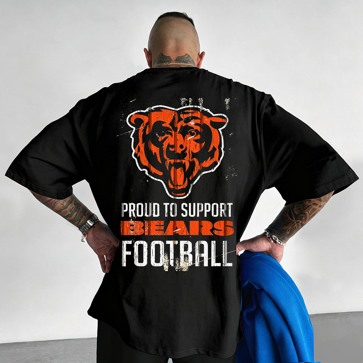 Retro Worn Chicago Bears Proud Fan Printed T-Shirt