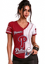 Women Philadelphia Phillies Baseball Half Striped Henley T-Shirt