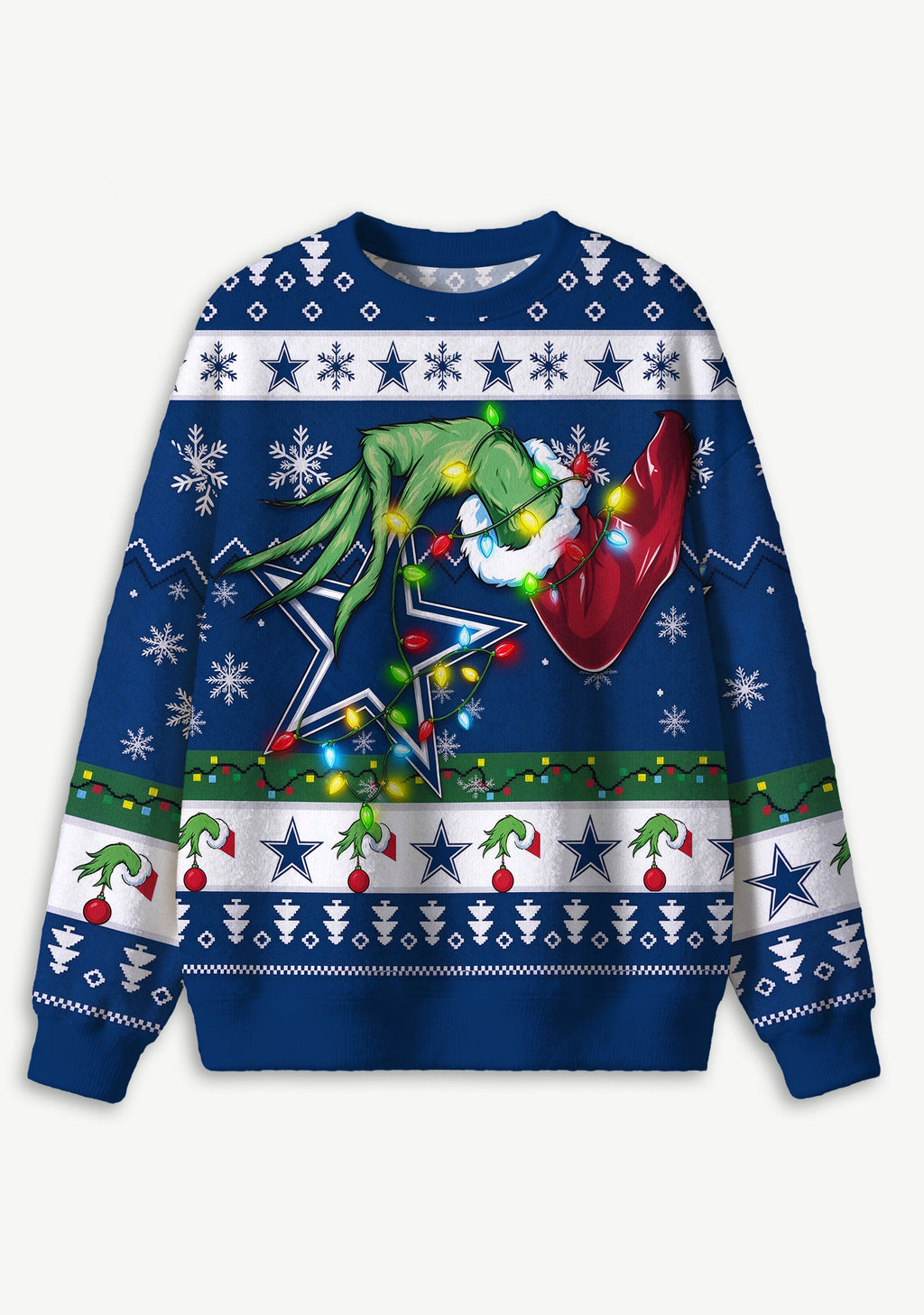Grinch Dallas Cowboys Logo Ugly Christmas Sweatshirt