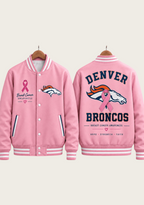 Denver Broncos Breast Cancer Awareness Pink Ribbon Varsity Jacket