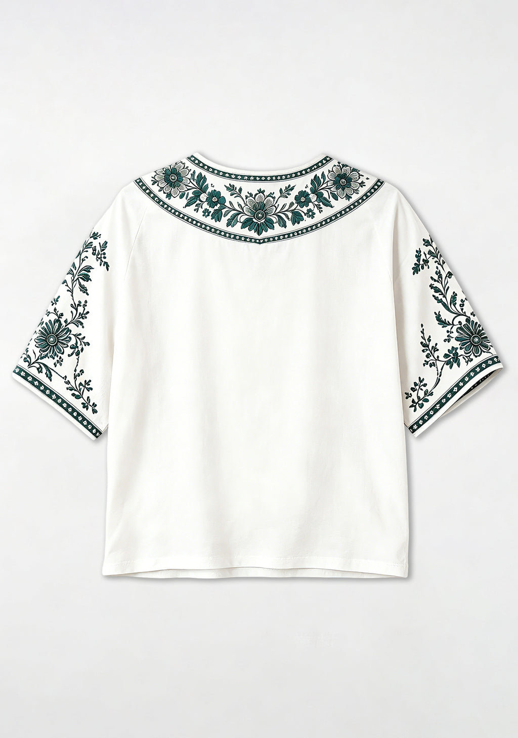 Boho Teal Floral Philadelphia Eagles V-Neck Blouse