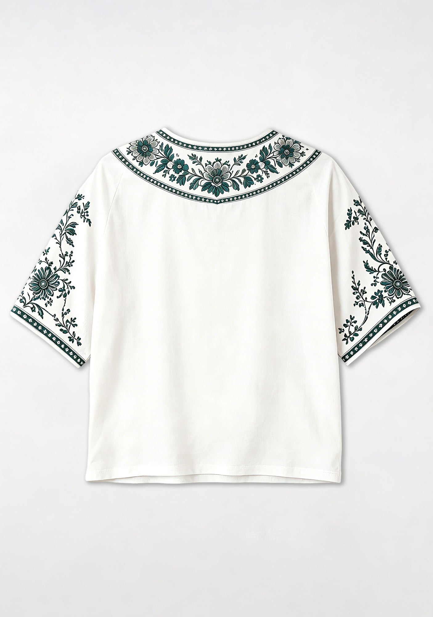 Boho Teal Floral Philadelphia Eagles V-Neck Blouse