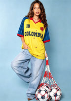 My Colombia #10 Floral Collared Soccer Jersey