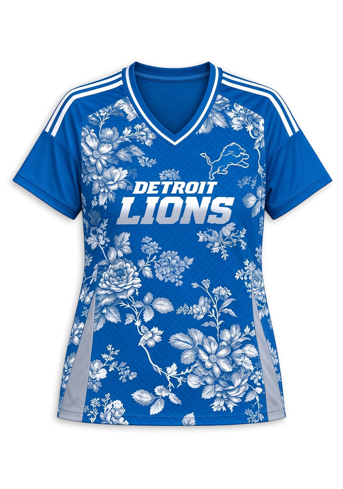 Women's Detroit Lions Floral V-Neck T Shirt
