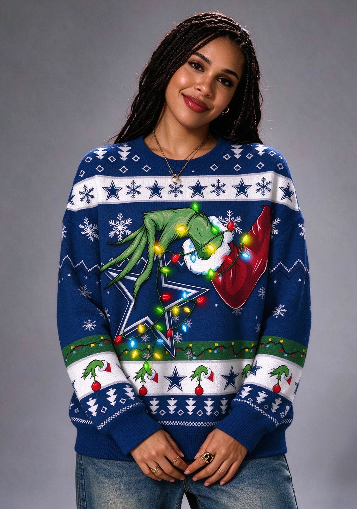 Grinch Dallas Cowboys Logo Ugly Christmas Sweatshirt