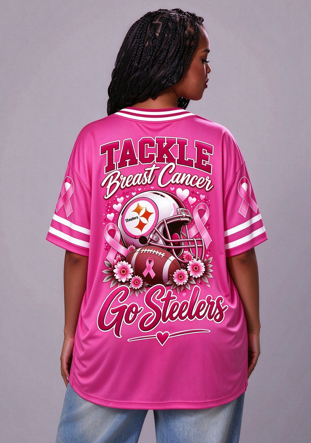 Women Pittsburgh Steelers Breast Cancer Awareness Pink Football Jersey