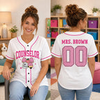Personalized Grade And Name Pencil Bow Gingham Teacher Baseball Jersey