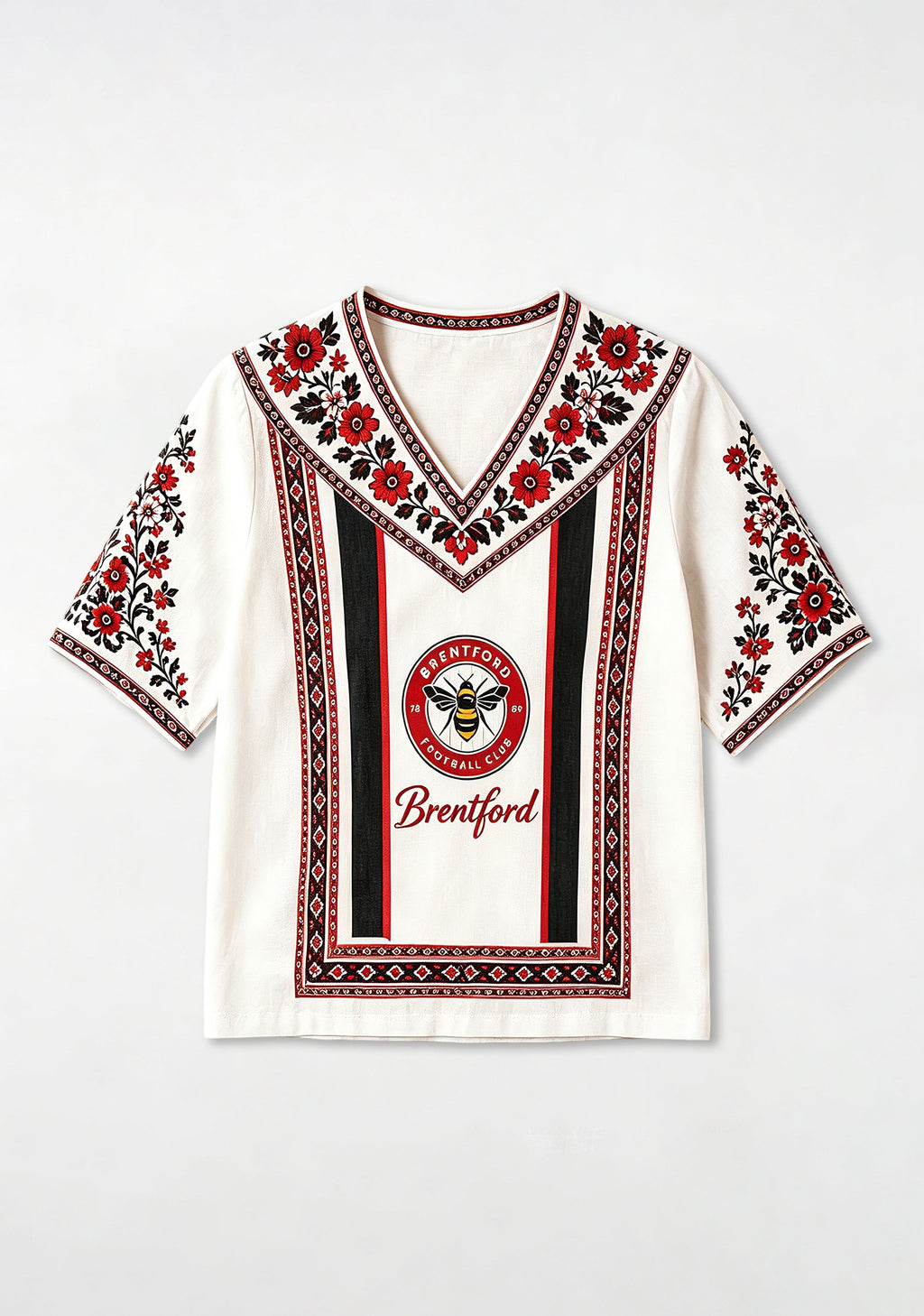 Boho Floral Border Brentford V-Neck Blouse