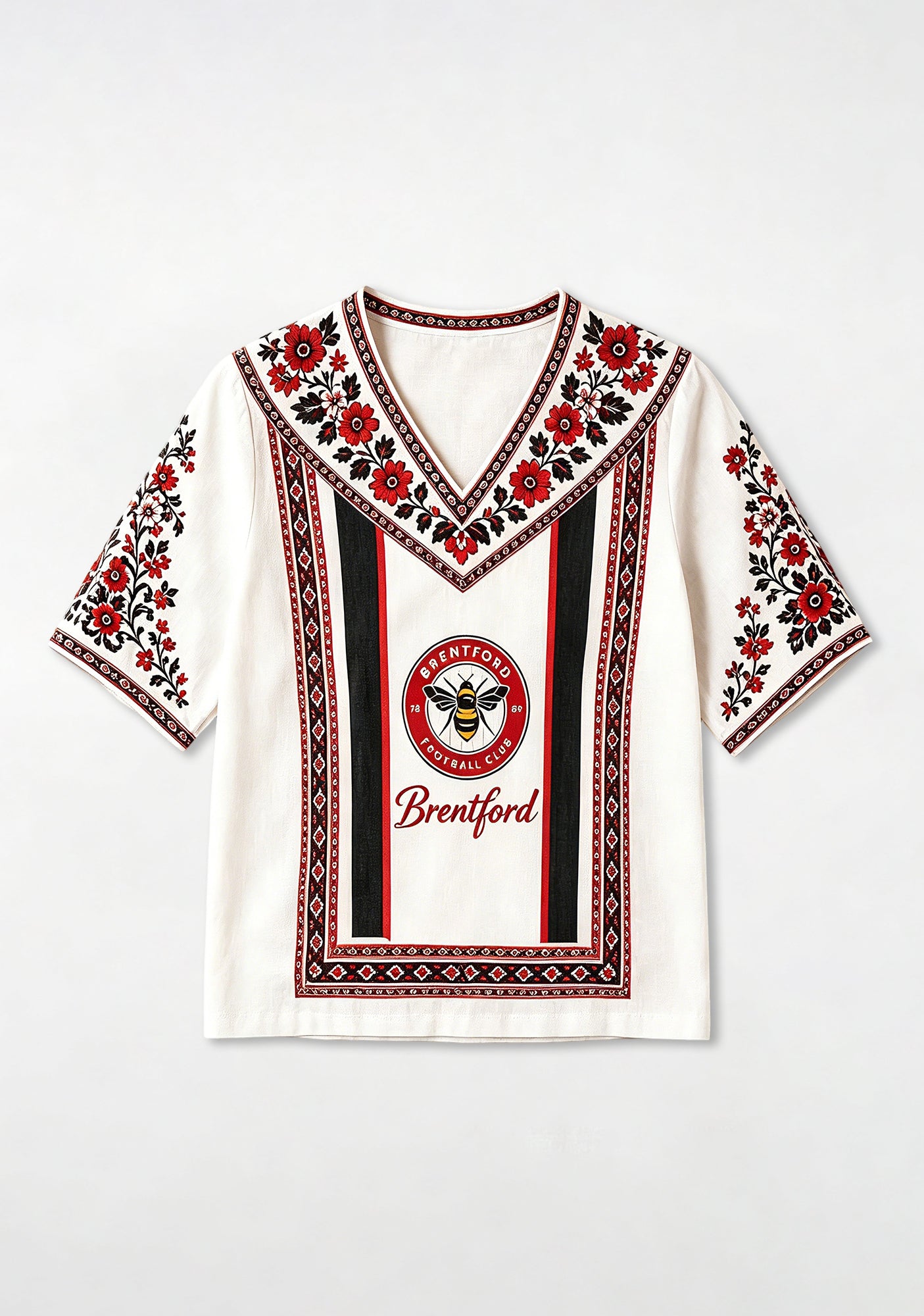 Boho Floral Border Brentford V-Neck Blouse