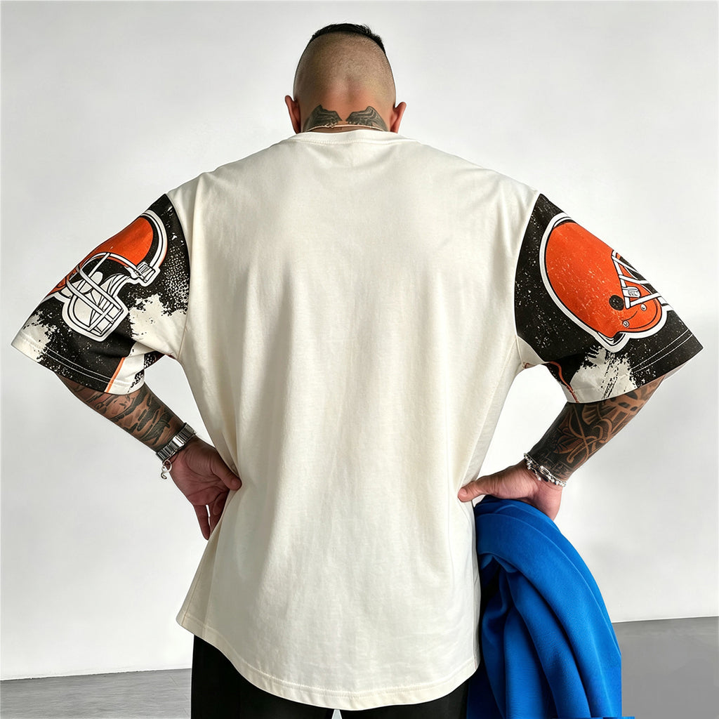 Cleveland Browns Vintage Helmet Graffiti Printed T-Shirt