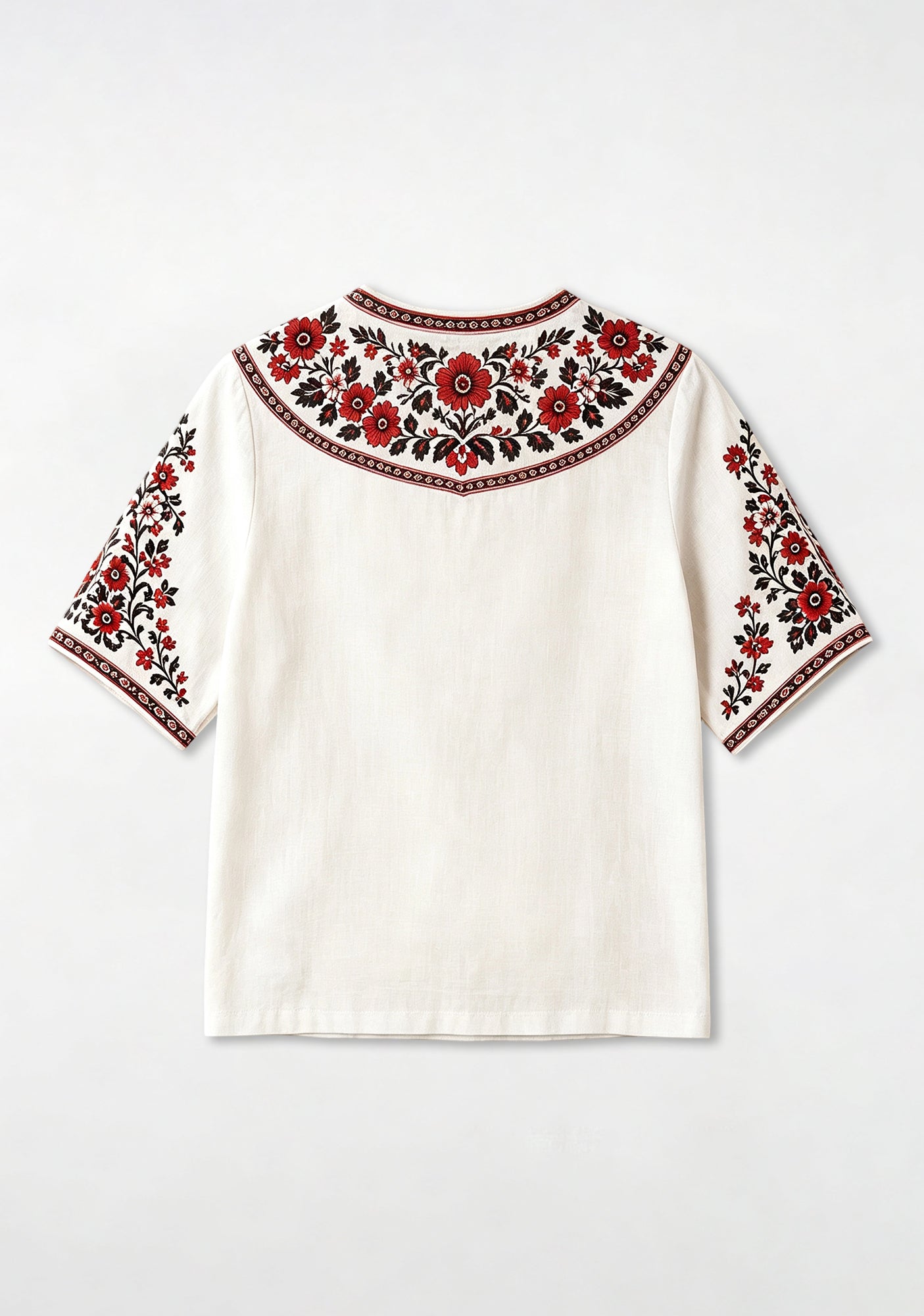 Boho Floral Border Brentford V-Neck Blouse