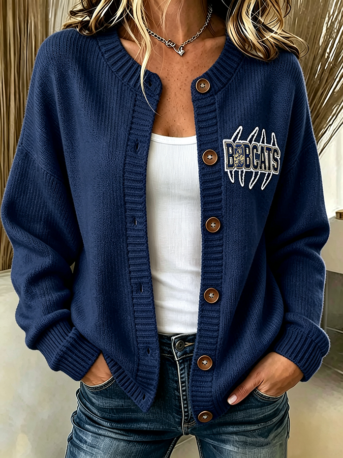 Women'S Casual Football Plant Knitted Cardigan Top