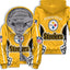 Pittsburgh Steelers Fleece Lined Zip Up Football Fan Hooded Jacket