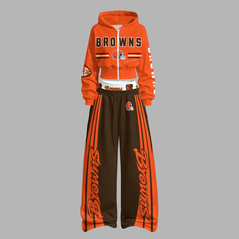 Cleveland Browns Zip-up hooded jacket and elastic-waist pants set | NFL