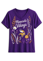 Women's Minnesota Vikings Wildflower Graphic V-Neck Raglan Rolled T-Shirt