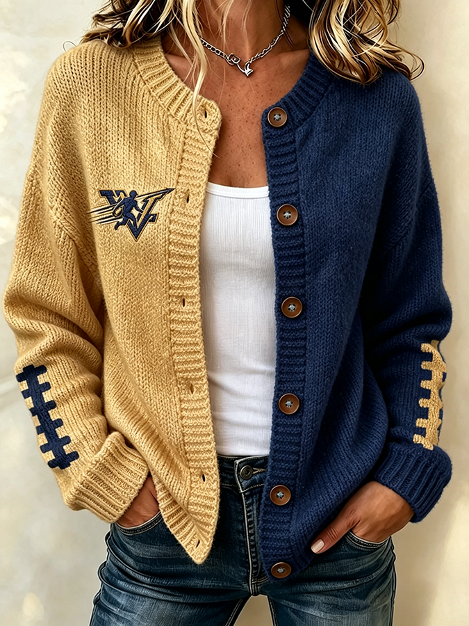 Women'S Football Fans Printed Knitted Cardigan Top Main image