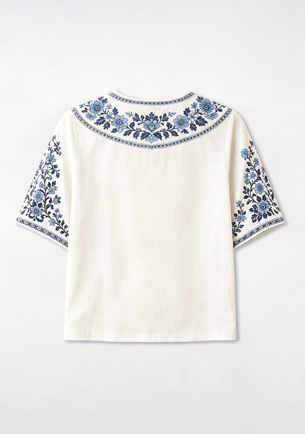 Boho Floral Border Manchester City V-Neck Blouse