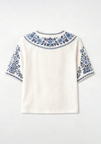 Boho Floral Border Manchester City V-Neck Blouse