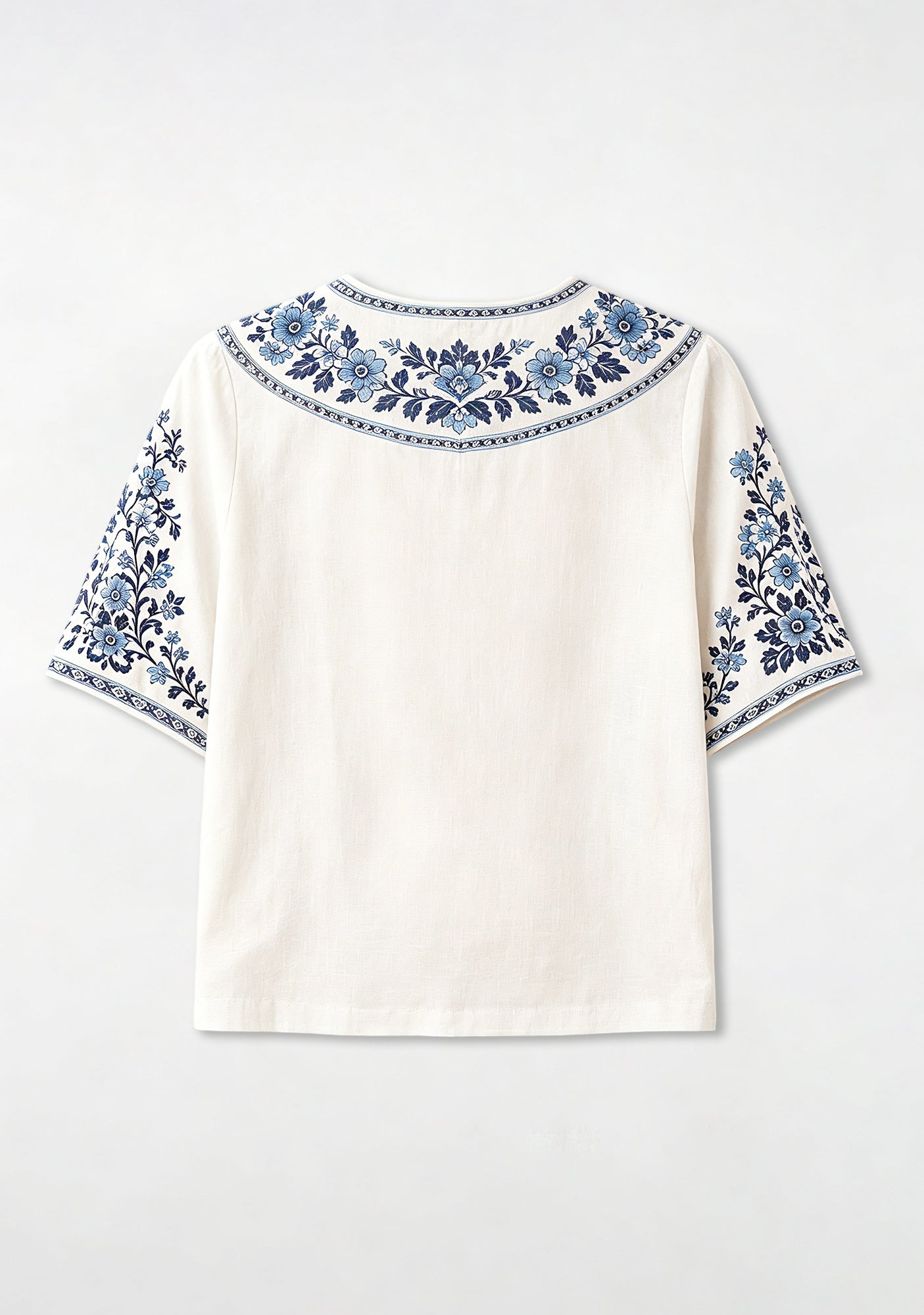 Boho Floral Border Manchester City V-Neck Blouse
