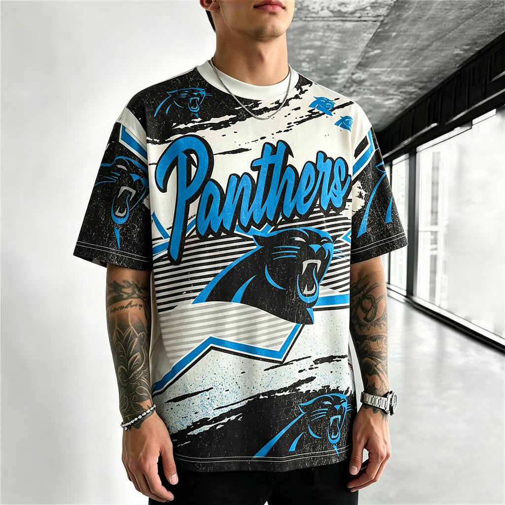Carolina Panthers Retro Graffiti Printed T-Shirt
